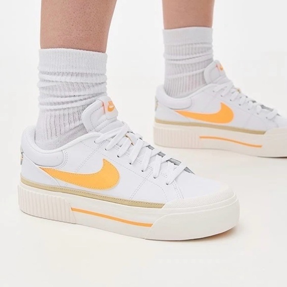 Nike Women's White & Yellow Platform Sneakers - Picture 2 of 13